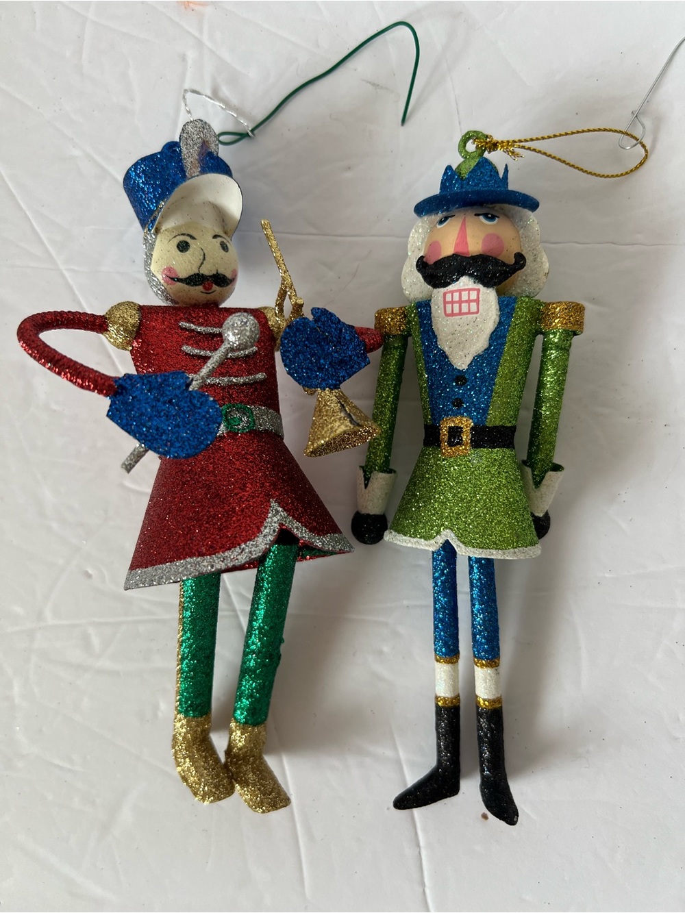Jointed Glitter Nutcracker Ornament Christmas Figure Posable Hanging Decor
